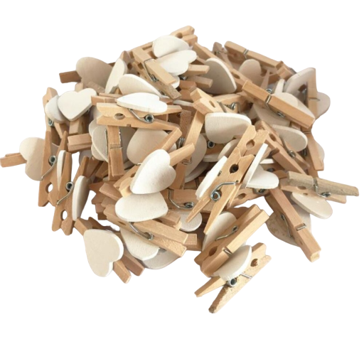 Pinzas para ropa con corazón 50 uds.