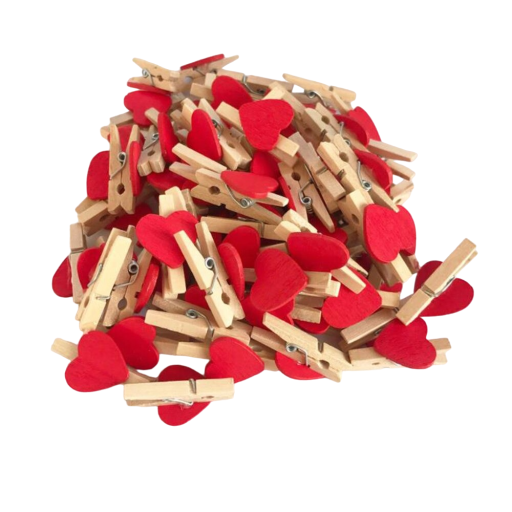 Pinzas para ropa con corazón 50 uds.