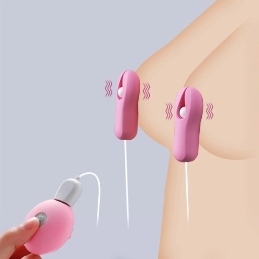 Pinzas vibradoras de silicona para pezones con control remoto en forma de clavijas 10 modos de vibración resistente al agua embalaje discreto