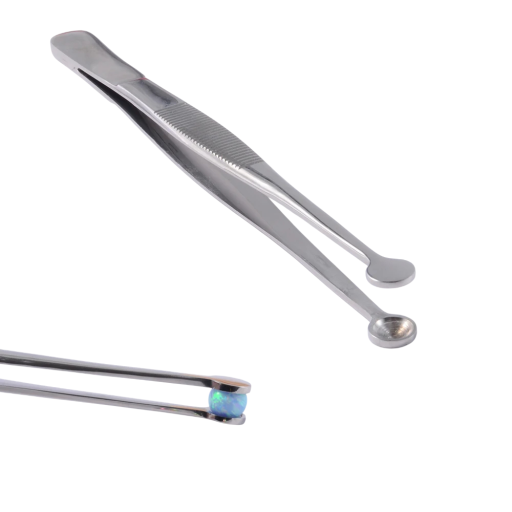 Pinzette mit schalenförmigem Ende aus rostfreiem Stahl Präzisionswerkzeug zum Greifen von Kugeln und kleinen Piercingteilen