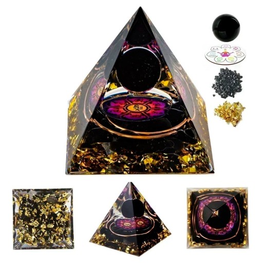 Piramidă de cristal 5x5 cm cu obsidian Piramidă decorativă neagră pentru chakre Împotriva insomniei Ameliorarea oboselii Vitalitate și protecție