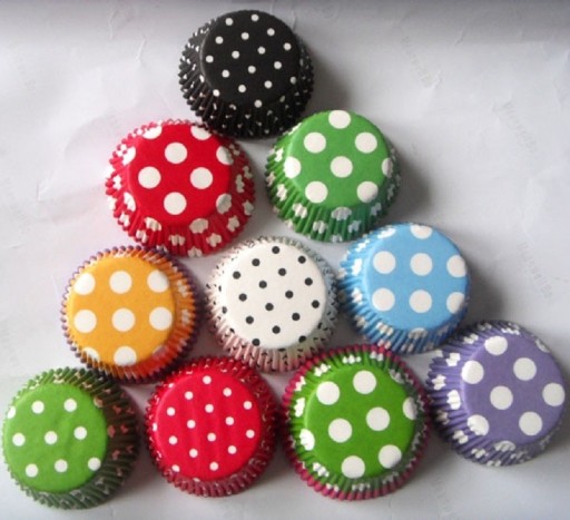 Pirottini per muffin con pois 50 pz