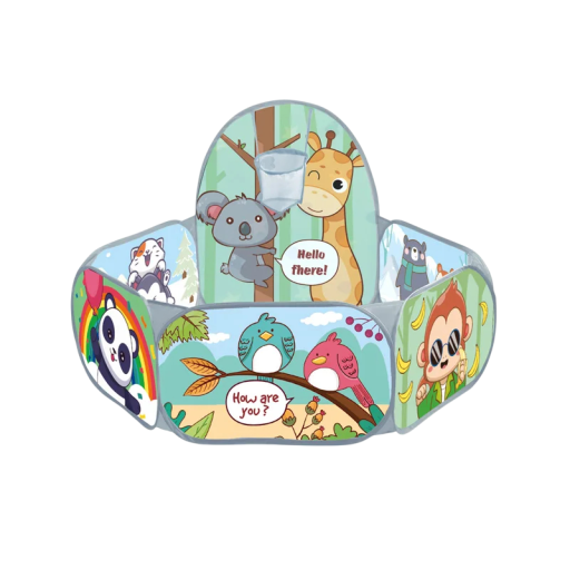 Piscina gris de 1,2 m sin bolas con canasta Parque infantil de PVC Motivo animal Piscina de bolas Tienda de campaña para niños Juguete de exterior e interior para el jardín