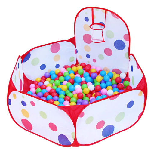 Piscina infantil de 1,2 m sin bolas con canasta Parque infantil de PVC Tienda Piscina de bolas interior Juguete para casa y exterior Lunares de colores Zona de juegos para niños