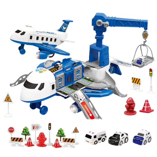 Pista de carros em forma de avião policial 30x30,5x20cm Simulação musical Material ABS