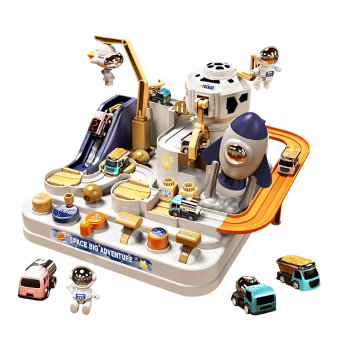 Pista de Corrida 22 x 22 x 16 cm Brinquedo Interativo para Crianças Jogo Mecânico Aventura sem Pilhas 3 Mini Carros incluídos