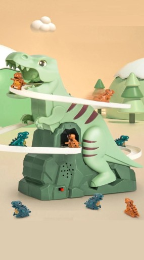 Pista de dinosaurios para escalar Pista de carreras de plástico con 3 figuras de dinosaurios Juguete interactivo para niños con figuras móviles