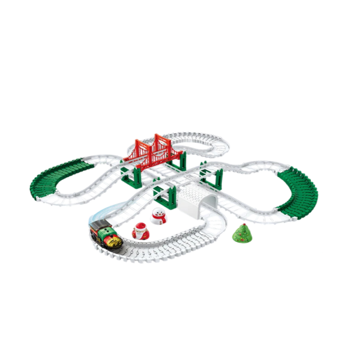 Pista de Natal para Crianças 125 pcs Comboio Eléctrico Metálico Brinquedos de Natal para Crianças Conjunto de Pista com Comboio e Acessórios