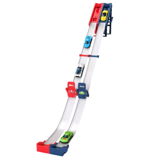 Piste de course compétitive pour enfants, 2 pièces de piste, 2 voitures aléatoires, piste de course interactive pour enfants, courses de voitures amusantes