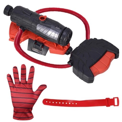Pistolă cu apă pentru copii Spiderman cu mănușă la încheietură și furtun roșu-negru pentru joacă în aer liber vara