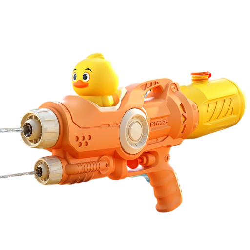 Pistola de agua con diseño de patito 35 cm de plástico naranja juguete de agua para niños para juegos de verano al aire libre en la piscina