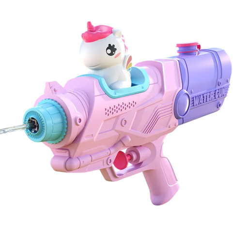 Pistola de agua con motivo de unicornio 30 cm de plástico rosa juguete de rociado para niños para juegos de verano al aire libre en la piscina