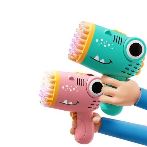 Pistola de burbujas de dinosaurio para niños 40 orificios Pistola eléctrica de burbujas para juegos al aire libre y celebraciones regalo para niños