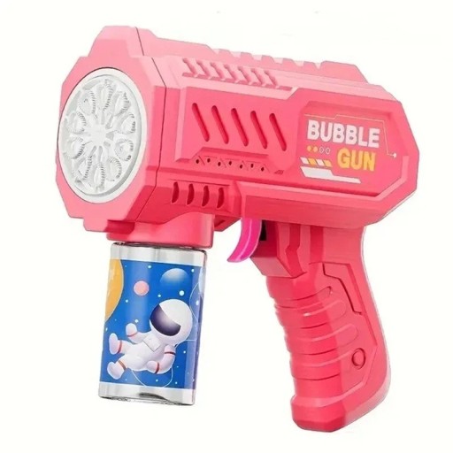 Pistola de burbujas eléctrica con cabeza circular 19 x 17 x 7 cm juguete de plástico para burbujas en forma de pistola para niños