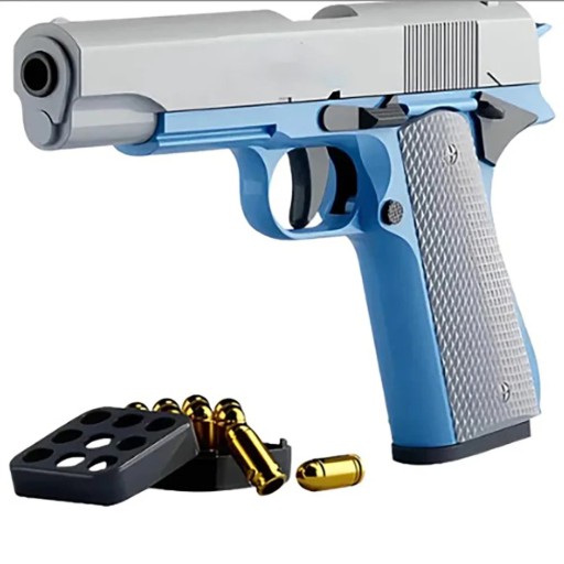 Pistolă de jucărie pentru copii 22,5 x 3,5 x 15 cm 9 gloante Magazin detașabil Pistolă din plastic pentru copii Jucărie de acțiune