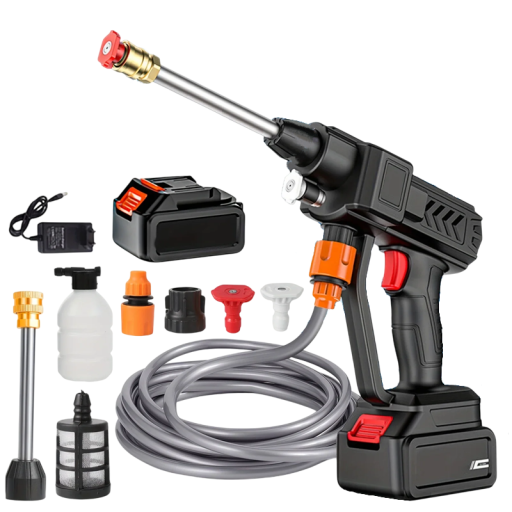 Pistolă de spălat cu acumulator cu presiune înaltă 30 bar 21V 20000mAh Motor inductiv din cupru 200 l/h 5 m furtun cu accesorii pentru spălarea mașinilor
