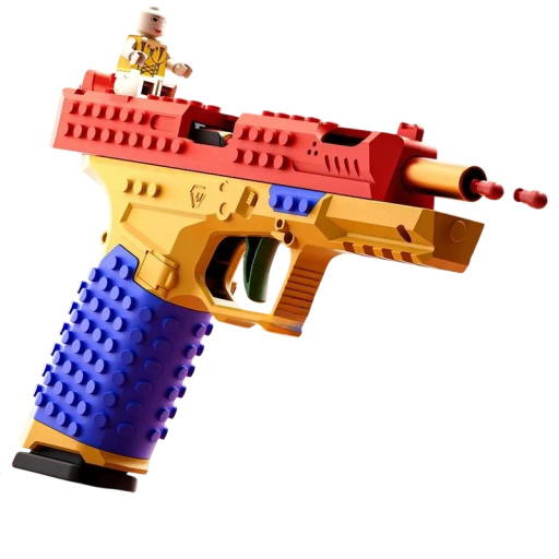 Pistole per bambini 20 x 3,5 x 13,5 cm Pistola in plastica ispirata ai mattoncini con proiettili Giocattolo per ragazzi e ragazze Gioco d'azione