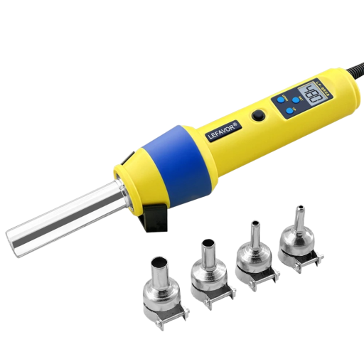 Pistolet à air chaud avec écran LCD 110/220 V Pistolet à air chaud numérique avec 4 buses Appareil de soudage 29,5 x 4,2 cm