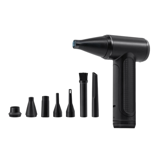 Pistolet à air pour nettoyage Balai à poussière électronique sans fil avec 7 accessoires Aspirateur à air rechargeable Souffleur à poussière électrique avec air comprimé 3300 mAh 14 x 12 x 3,8 cm