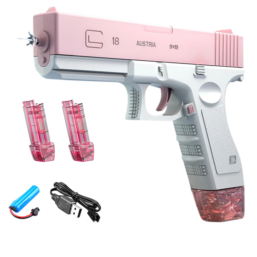 Pistolet à eau électrique arme pour enfants rechargeable 2 chargeurs d'eau câble USB jouet aquatique moderne pour le jardin divertissement estival pour enfants
