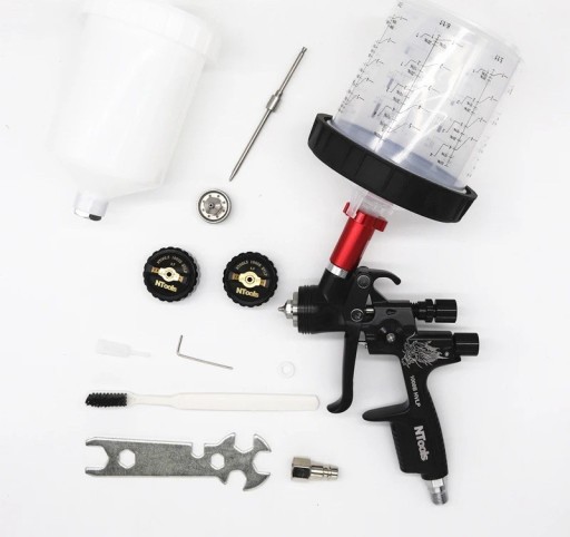 Pistolet à peinture HVLP avec réservoir de mélange 600CC 1,3 1,7 mm pneumatique noir rouge pour peinture automobile atelier service