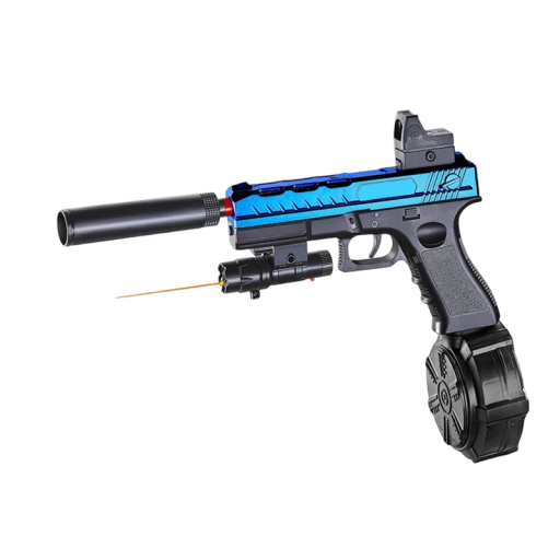 Pistolet elektryczny dla dzieci 28 x 34 cm Magazynek bębnowy Kulki żelowe Okulary ochronne Celownik laserowy Zabawka akcji