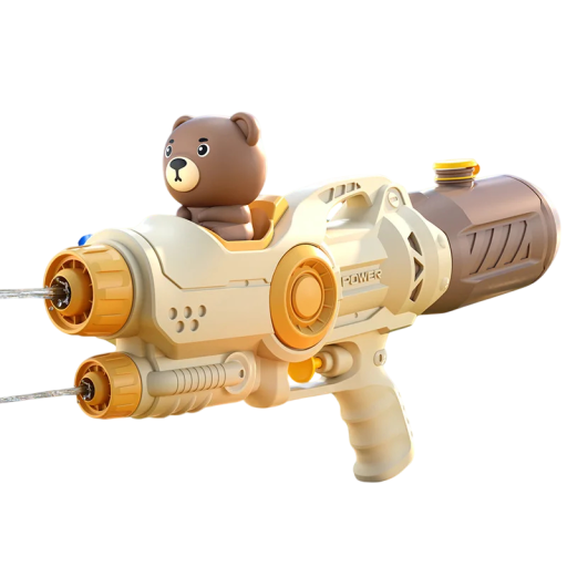 Pistolet wodny z motywem misia 35 cm plastikowa beżowa zabawka do spryskiwania wodą dla dzieci na letnie gry na świeżym powietrzu przy basenie