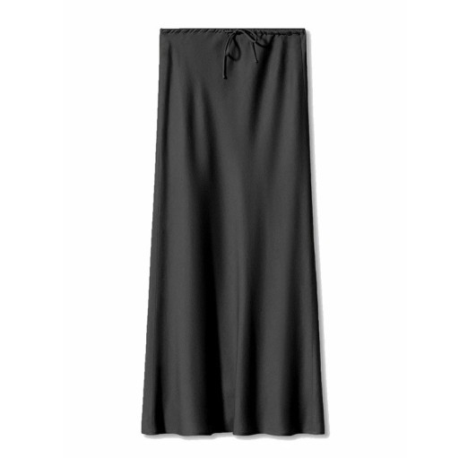 Pitkä satiinimaksihame naisille, elegantti kiiltävä suora vyötäröhame, sileä muodollinen hame iltapukuihin, hääjuhliin