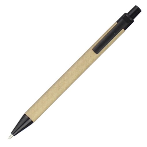 Pix cu bilă ecologic din hârtie cu cerneală neagră, 14 cm, vârf de 1 mm, cadou promoțional reciclabil, ecologic, birou ecologic