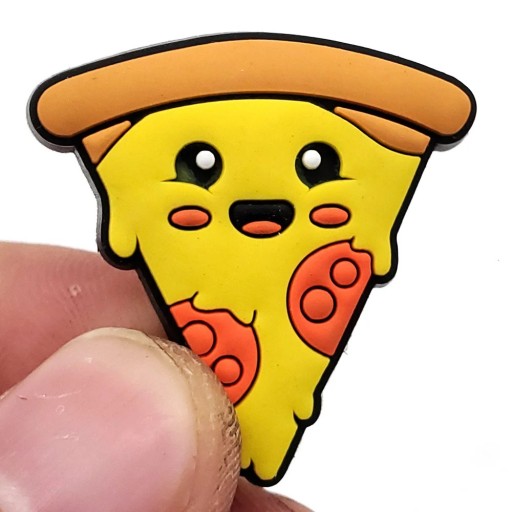 Pizza mintás crocsy dekoráció PVC sárga-piros dísz a crocs cipőkhöz a személyre szabásért