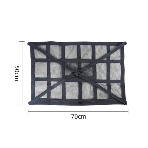 Plafondopslagnet voor camper met een draagvermogen tot 25 kg 70 x 50 cm Polyester Zwart Organizer met rits voor het plafond van bestelwagens en caravans