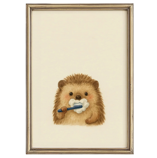 Plakát decorativ mare pentru perete cu arici și periuță de dinți 50 x 70 cm print pe pânză poster moale fără ramă decorare amuzantă pentru baie