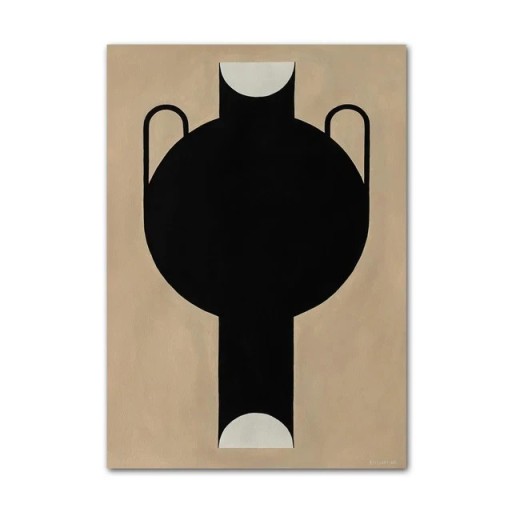 Plakát na zeď abstraktní váza 30 × 40 cm tisk na plátno minimalistický černo béžový motiv dekorace do interiéru bez rámu