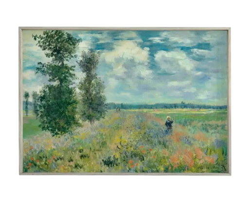Plakát pe pânză 50 x 70 cm Peisaj impresionistic al unei pajiști Fără ramă Decor de perete natură inspirație Claude Monet tablou pe orizontală