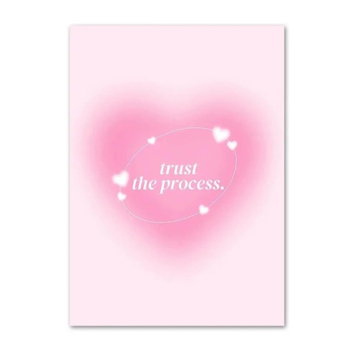 Plakát pe perete cu motiv de inimă și citat 20 x 30 cm imprimat pe pânză decor roz fără ramă decorare interioară