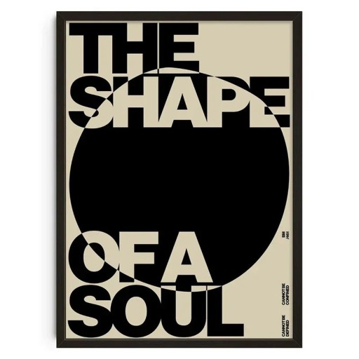 Plakát pe perete cu tipografia the shape of a soul 40 x 60 cm imprimare pe pânză în nuanțe de bej și negru decorare modernă fără ramă