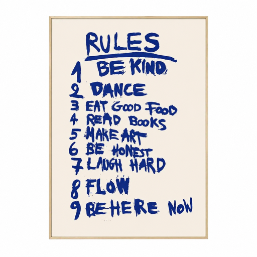 Plakat pe perete tipografic cuprins reguli 40 x 60 cm print pe pânză text albastru decoratiune de perete pentru interior fără ramă