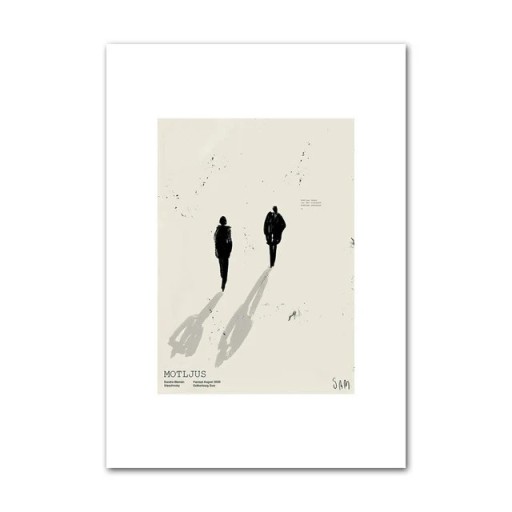 Plakat til væg minimalistiske to figurer 30 × 40 cm tryk på lærred sort beige motiv dekoration til indretning uden ramme