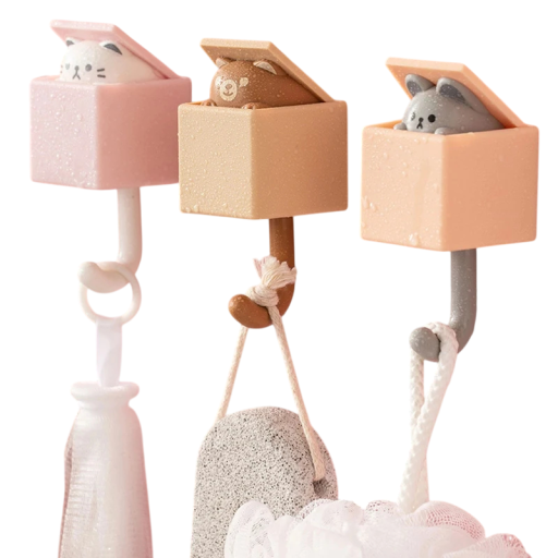 Plakhaak met deksel en schattig diertje Decoratieve haak voor handdoeken, sleutels, kleding of accessoires