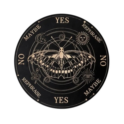 Planche à pendule en bois de 15 cm Motif mystique de la mite, du serpent et de la lune Tableau de divination pour la divination par pendule Outil ésotérique