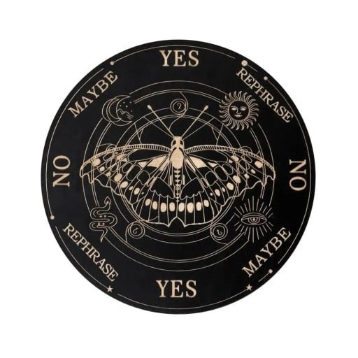 Planche à pendule en bois de 15 cm Motif mystique de la mite, du serpent et de la lune Tableau de divination pour la divination par pendule Outil