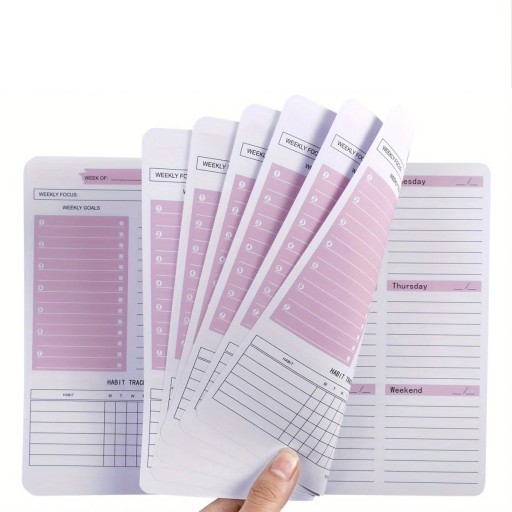 Planificator săptămânal 13,9 x 21 cm Jurnal spiralat colorat pentru 52 de săptămâni Monitorizare obiceiuri Organizator de notițe Husă