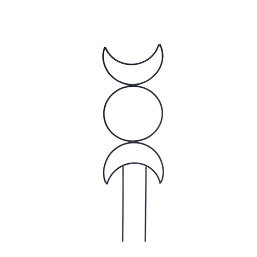Plant Support Circle with Moon Motif 34 × 10 cm Metal Garden Stand for Climbing Plants to Guide Shoots in a Pot