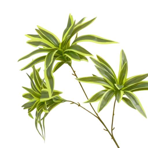 Planta artificial 70 cm Rama tropical de plástico con hojas rayadas de color verde-amarillo Decoración para jarrón, maceta o arreglo interior