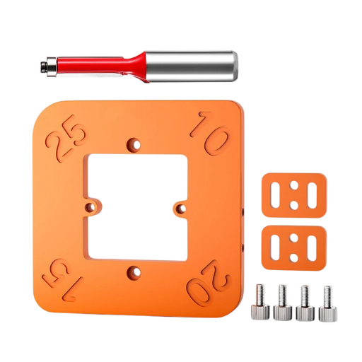 Plantilla para redondear esquinas 14 x 14 cm ABS para fresadora Radio 10 15 20 25 mm Con tornillos Placas de montaje y destornillador para carpintero