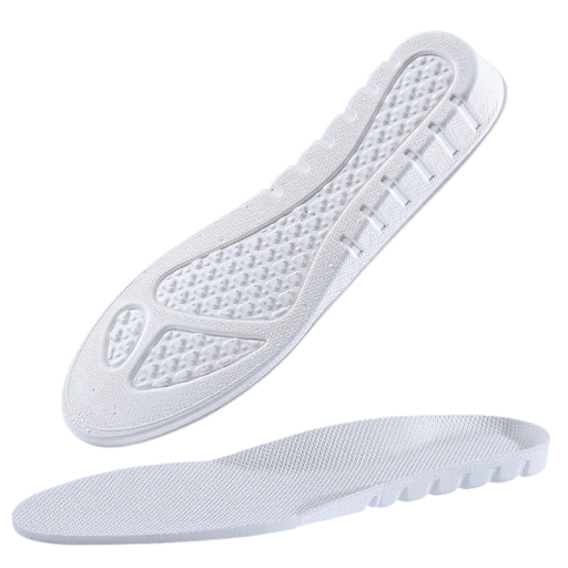 Plantillas de espuma blanca de 1,5 cm Aumenta la comodidad al caminar Absorbe los impactos Amortiguación suave Material transpirable Se adapta a la forma del pie