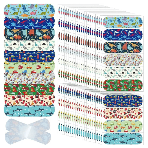 Plasters with Children's Designs 50 pcs Waterproof Plasters for Children 72 x 19 mm Colourful Plasters with Pictures Comfortable and Flexible Plasters for Minor Injuries