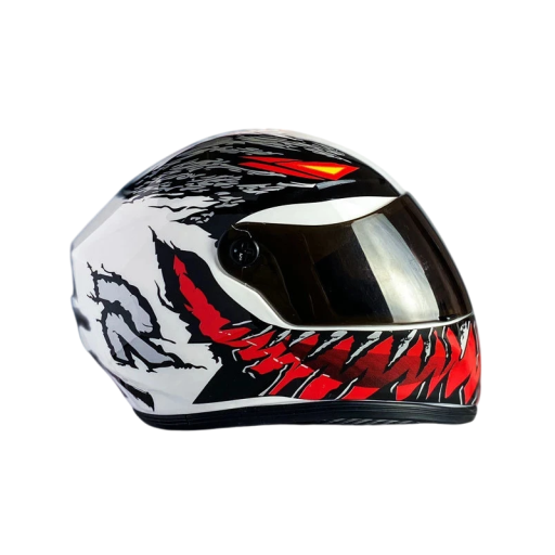 Plastic helm voor kat of hond 17 x 14 x 12 cm Witte helm met Venom-motief voor dieren tot 10 kg Beschermende helm omtrek 30 cm