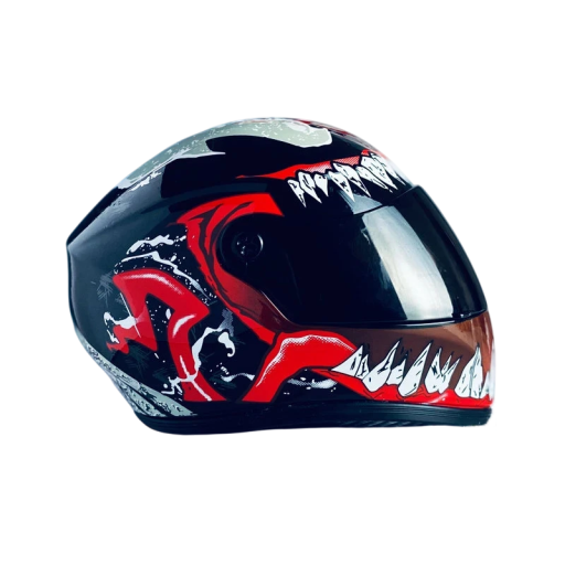 Plastic Helm voor Kat of Hond 17 x 14 x 12 cm Zwart met Venom Motief Verstelbare Band Hoofdomtrek tot 30 cm Dier tot 10 kg