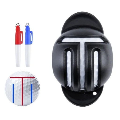 Plastic T-Shaped Golf Ball Marking Template 1 Piece + 2 Markers Alignment Aid for Putting Golf Accessories